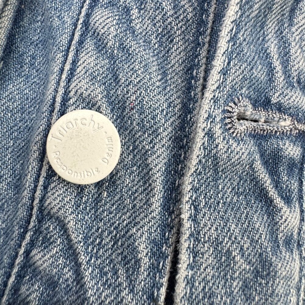 Triarchy Reverse Stirrup Denim Jacket Size Small Two Tone Cropped - Picture 11 of 11